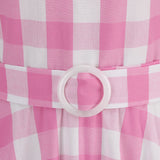 1950S Red Gingham Halter Neck Belted Vintage Dress