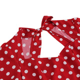 1950S Red Polka Dot Bow Tie Back 3/4 Sleeve Vintage Dress
