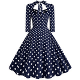1950S Red Polka Dot Bow Tie Back 3/4 Sleeve Vintage Dress