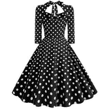1950S Red Polka Dot Bow Tie Back 3/4 Sleeve Vintage Dress