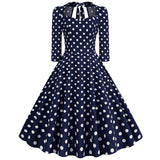 1950S Red Polka Dot Bow Tie Back 3/4 Sleeve Vintage Dress