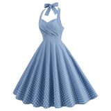 1950S Red Retro Polka Dot Halter Neck Vintage Dress