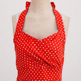 1950S Red Retro Polka Dot Halter Neck Vintage Dress