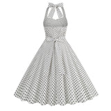 1950S Red Retro Polka Dot Halter Neck Vintage Dress