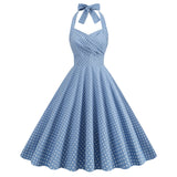 1950S Red Retro Polka Dot Halter Neck Vintage Dress