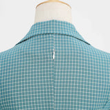 1950S Teal Retro Checkered Belted Short Sleeve Vintage Dress