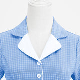 1950S Teal Retro Checkered Belted Short Sleeve Vintage Dress