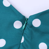 1950s Teal Spaghetti Strap Retro Polka Dot Vintage Dress