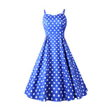 1950s Teal Spaghetti Strap Retro Polka Dot Vintage Dress