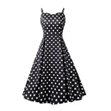 1950s Teal Spaghetti Strap Retro Polka Dot Vintage Dress