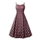 1950s Teal Spaghetti Strap Retro Polka Dot Vintage Dress