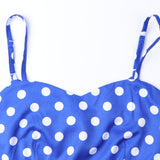 1950s Teal Spaghetti Strap Retro Polka Dot Vintage Dress