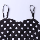 1950s Teal Spaghetti Strap Retro Polka Dot Vintage Dress