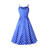 1950s Teal Spaghetti Strap Retro Polka Dot Vintage Dress