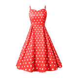 1950s Teal Spaghetti Strap Retro Polka Dot Vintage Dress