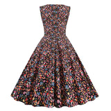1950s Light Blue Tropical Print Sleeveless Vintage Dress