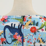 1950s Light Blue Tropical Print Sleeveless Vintage Dress