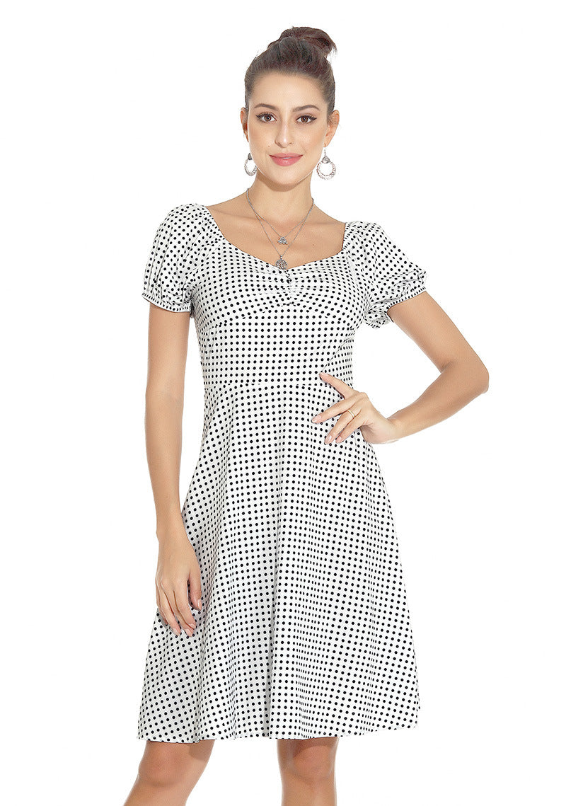 1950s White and Black Checkered Short Sleeve Vintage Dress