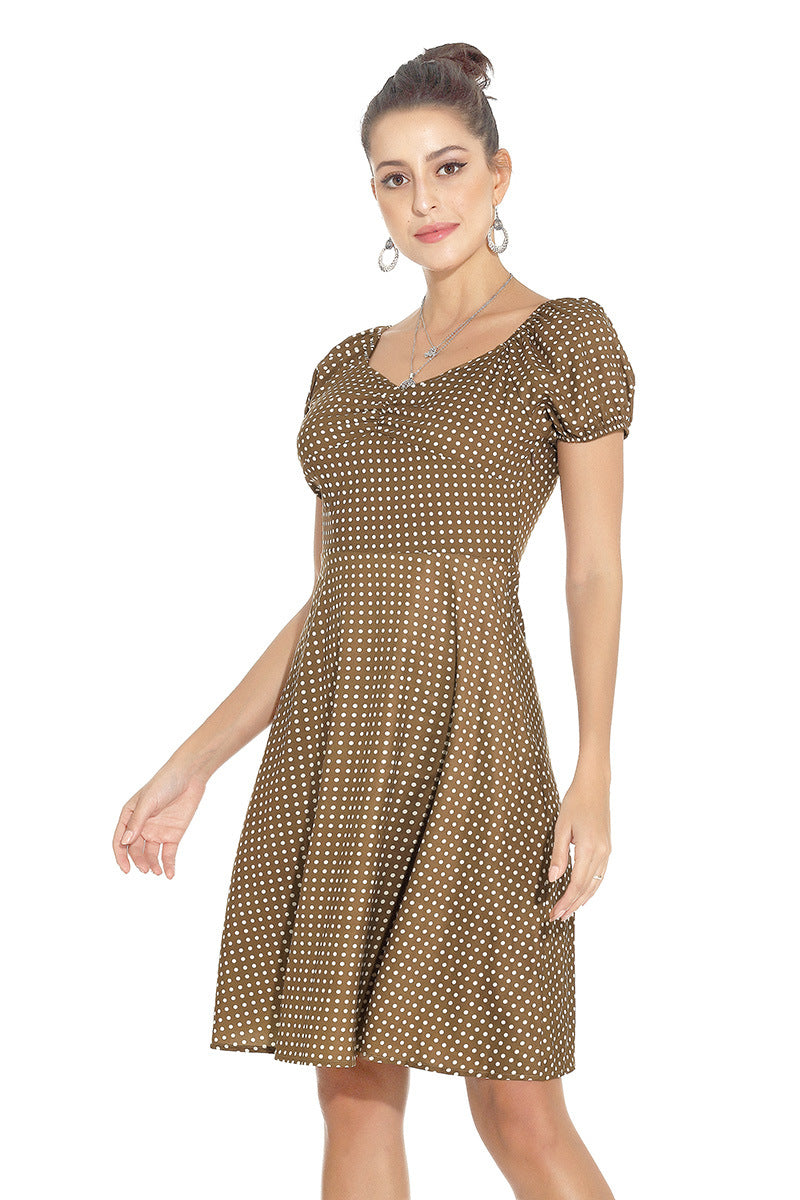 1950s White and Black Checkered Short Sleeve Vintage Dress
