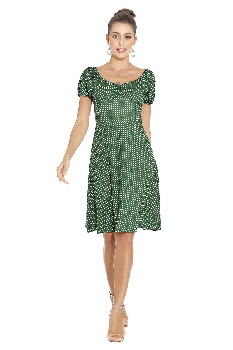 1950s White and Black Checkered Short Sleeve Vintage Dress