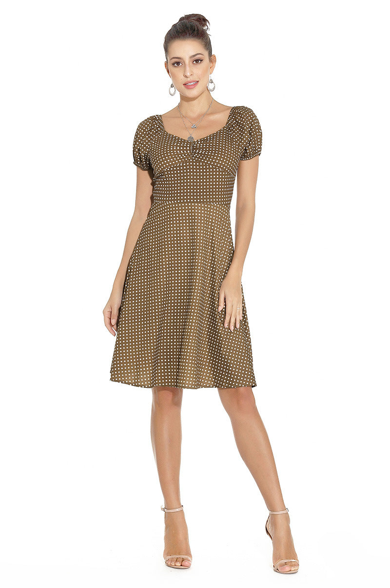 1950s White and Black Checkered Short Sleeve Vintage Dress