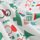 1950s White Christmas Print Long Sleeve Vintage Dress