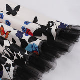 1950S White Halter Neck Butterfly Print Belted Vintage Dress