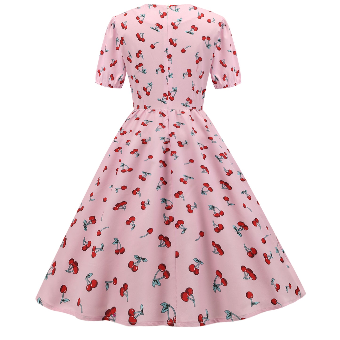 1950s White Musical Instrument Print Short Sleeve Vintage Dress