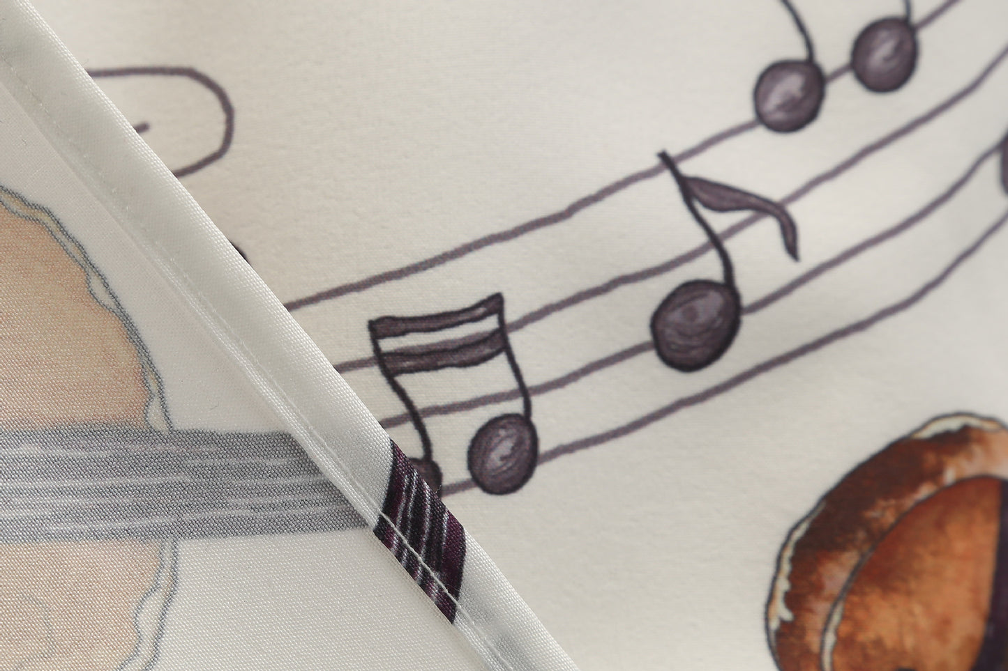 1950s White Musical Instrument Print Short Sleeve Vintage Dress