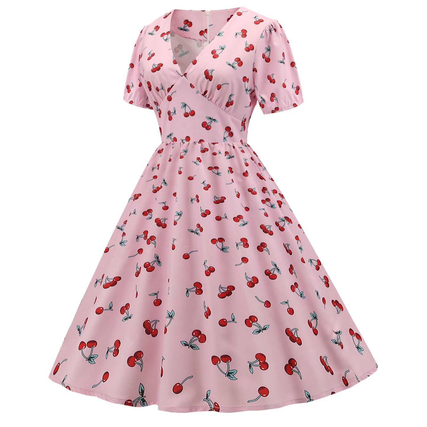 1950s White Musical Instrument Print Short Sleeve Vintage Dress
