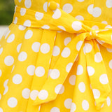 1950S Yellow Polka Dot Spaghetti Strap Belted Vintage Dress