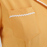 1950S Yellow Retro Belted Short Sleeve Vintage Dress