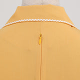 1950S Yellow Retro Belted Short Sleeve Vintage Dress