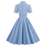 1950S Yellow Retro Belted Short Sleeve Vintage Dress