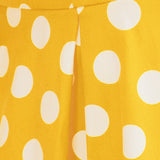 1950S Yellow Retro Polka Dot Belted Short Sleeve Vintage Dress