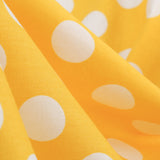 1950S Yellow Retro Polka Dot Belted Short Sleeve Vintage Dress