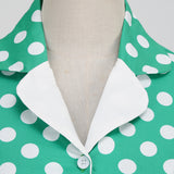 1950S Yellow Retro Polka Dot Belted Short Sleeve Vintage Dress
