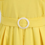 1950S Yellow Retro Polka Dot Halter Belted Vintage Dress