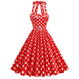 1950S Yellow Retro Polka Dot Halter Belted Vintage Dress