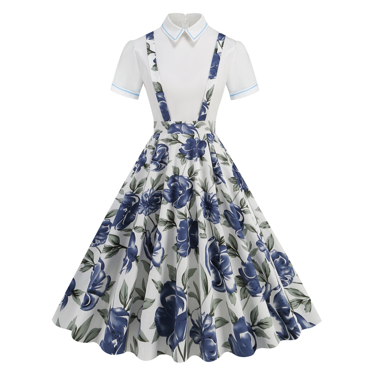 1950S Yellow Retro Polka Dot Patchwork Belted Short Sleeve Vintage Dress