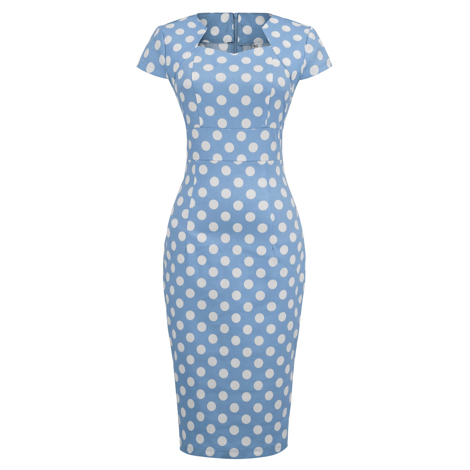 1950S Yellow Retro Polka Dot Short Sleeve Pencil Vintage Dress