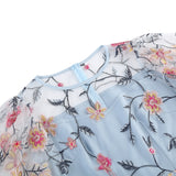 1950S Teal Floral Embroidered Lace Overlay Short Sleeve Vintage Swing Dress