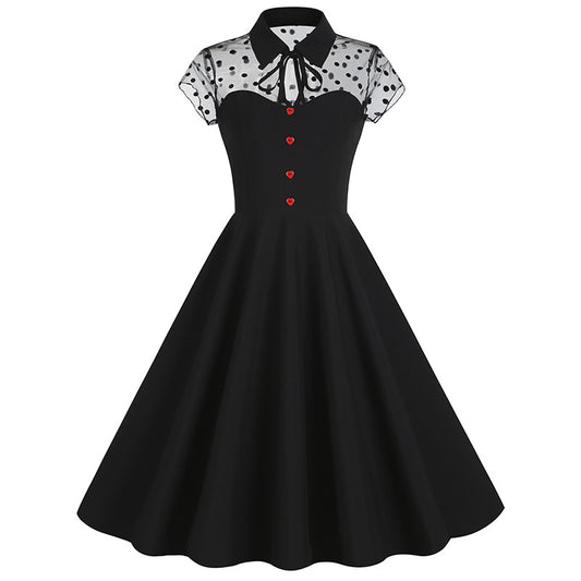 1950S Mesh gothic retro style tailoring popular retro 50S Vintage Dress