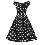 1950S Black Off Shoulder Polka Dot Vintage Dress