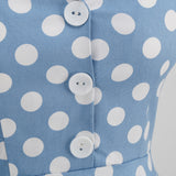 1950S Green Retro Polka Dot Halter Belted Sleeveless Vintage Dress