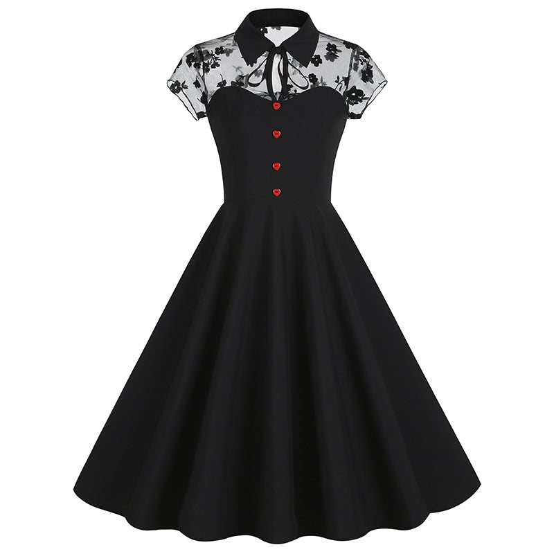 1950S Mesh gothic retro style tailoring popular retro 50S Vintage Dress