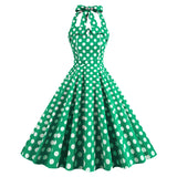 1950S Yellow Retro Polka Dot Halter Neck Vintage Dress