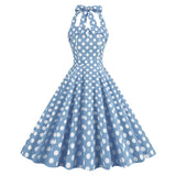 1950S Yellow Retro Polka Dot Halter Neck Vintage Dress