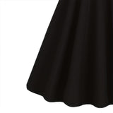 1950S Black Short Sleeve Button-Front Vintage Swing Dress with Contrast Collar