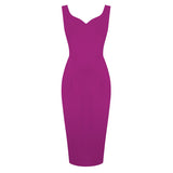 1950S Burgundy Sleeveless Bodycon Midi Vintage Dress